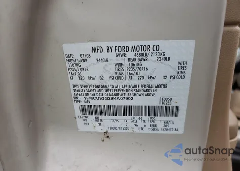 2009 Ford Escape Xlt from USA, damaged, VIN 1FMCU93G29KA07902